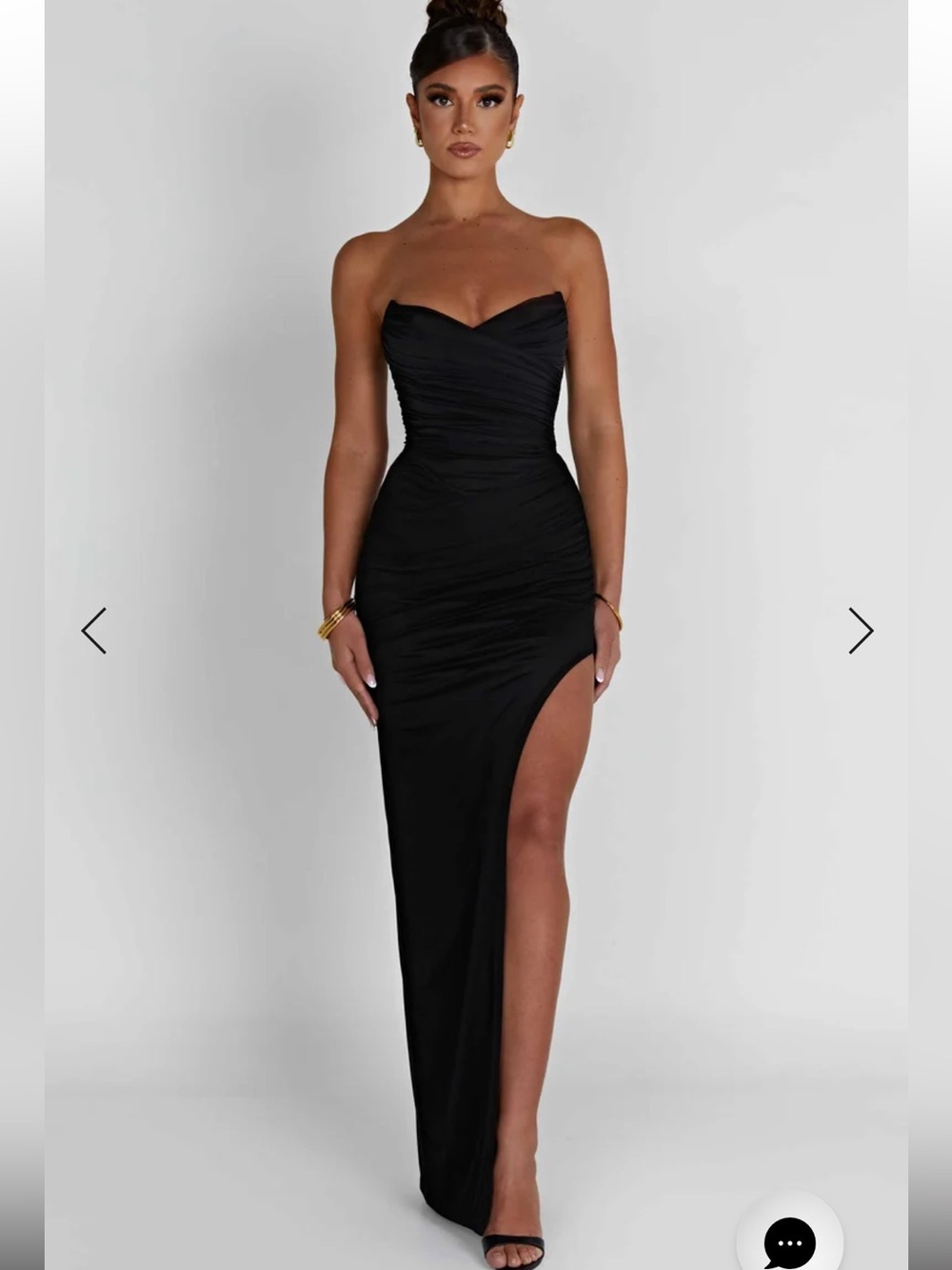 Babyboo Giovanna Strapless Black Ruched Side-Slit Evening Dress NWT